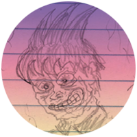 A round image of burnt Raven.