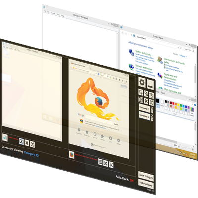 Two windows overlapping each other to show that Winyx rearranges and manages window space for you.